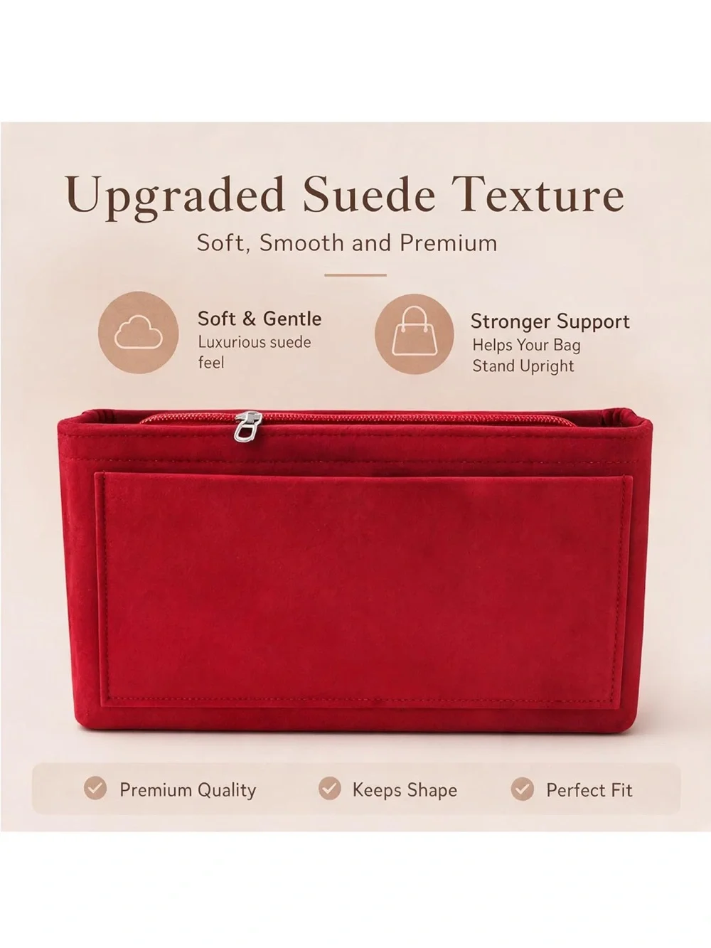*Perfect for Balenciaga City Bag* Red Felt Purse Insert Organizer